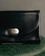 "Christian Dior" 70's-80's Glossy black flap shoulder bag