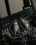 "Yves Saint Laurent" 90's-00's Glossy croc embossed bowler bag