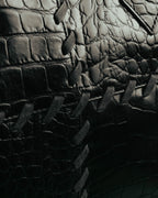 "Yves Saint Laurent" 90's-00's Glossy croc embossed bowler bag
