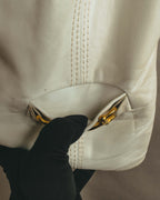 "CELINE" 70's Ivory leather vest