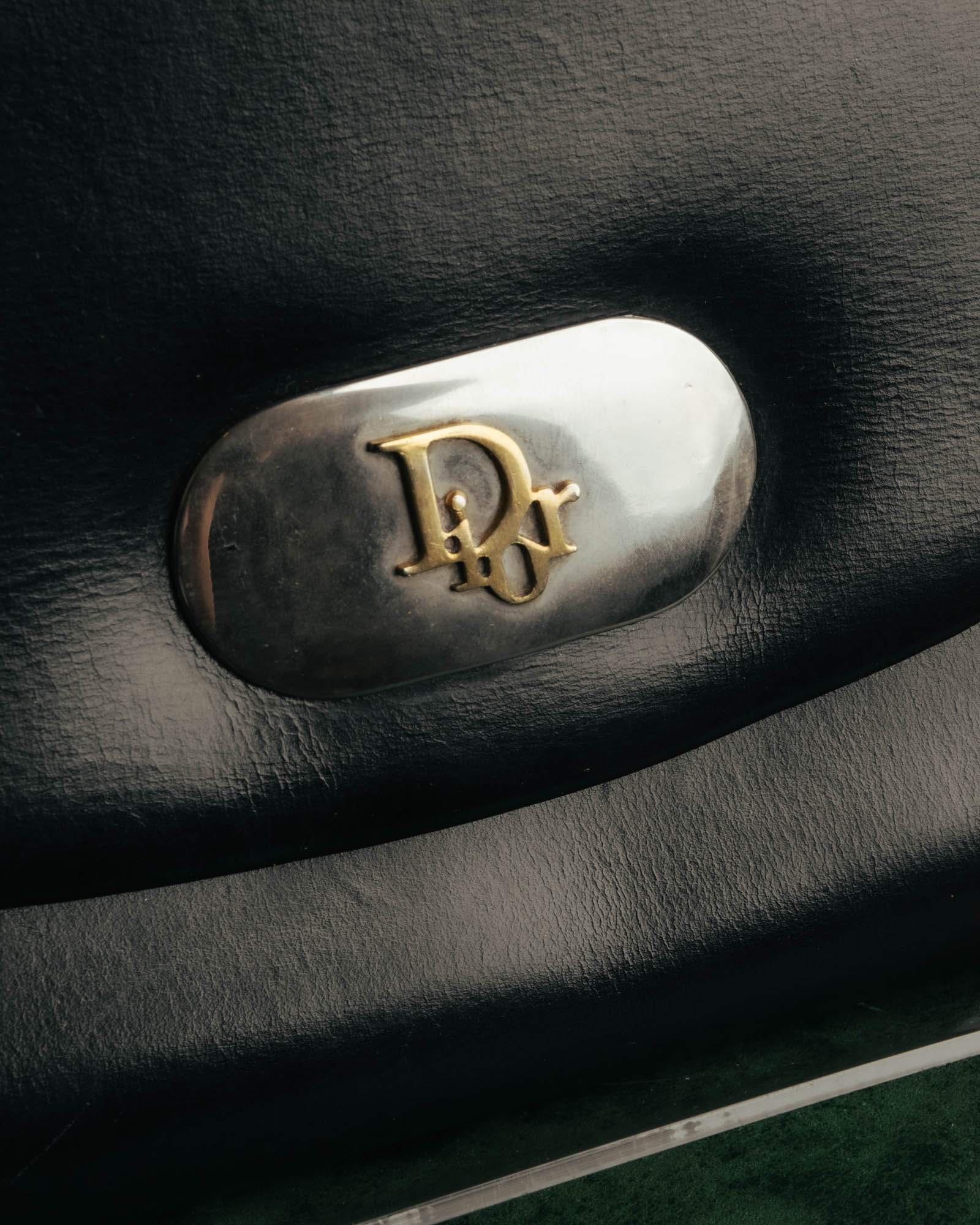 "Christian Dior" 70's-80's Glossy black flap shoulder bag