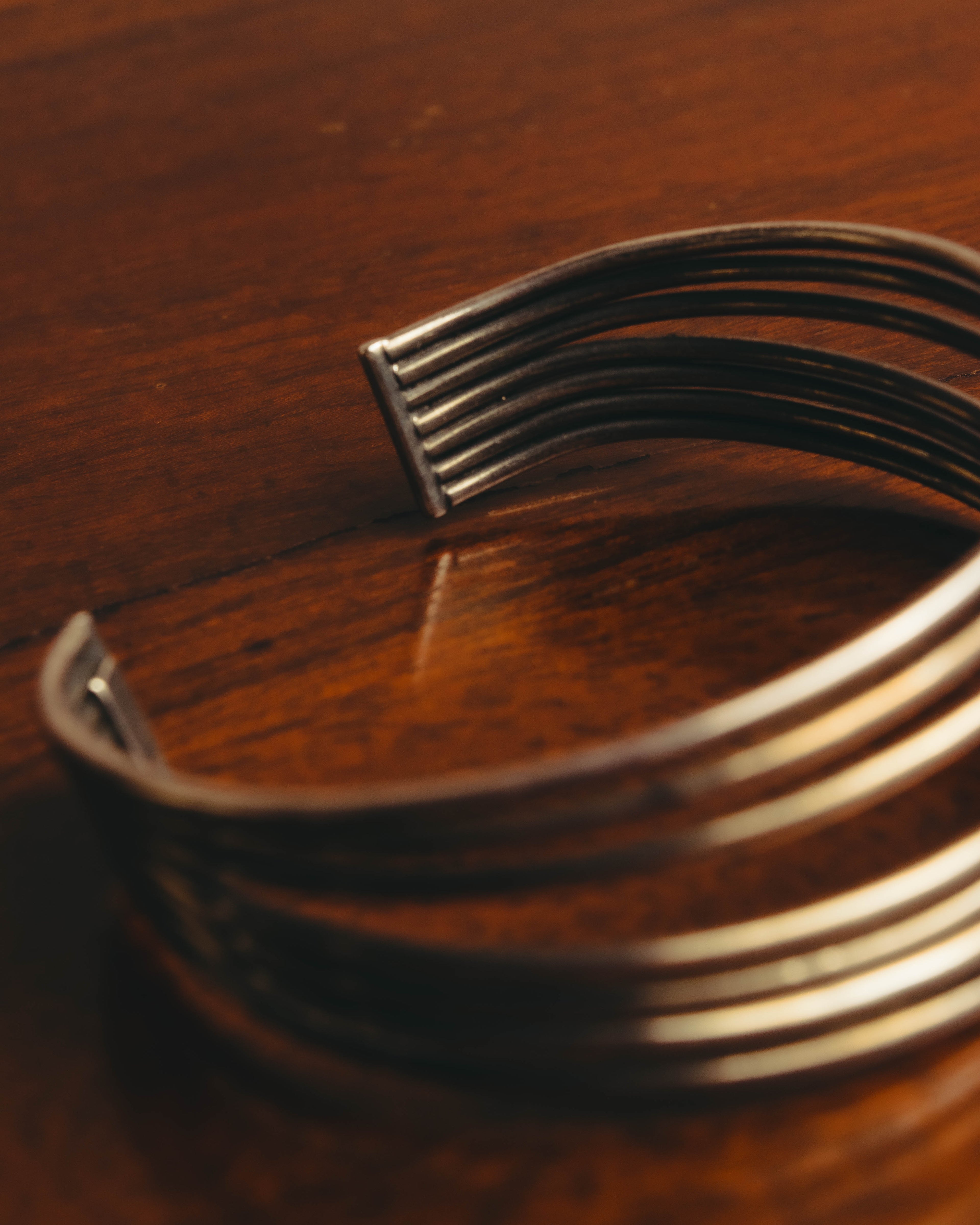 "PHILIPPE AUDIBERT" Sculptural silver tone cuff bracelet