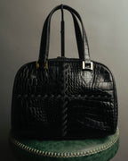 "Yves Saint Laurent" 90's-00's Glossy croc embossed bowler bag