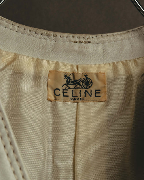 "CELINE" 70's Ivory leather vest