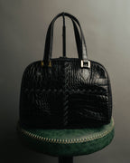 "Yves Saint Laurent" 90's-00's Glossy croc embossed bowler bag