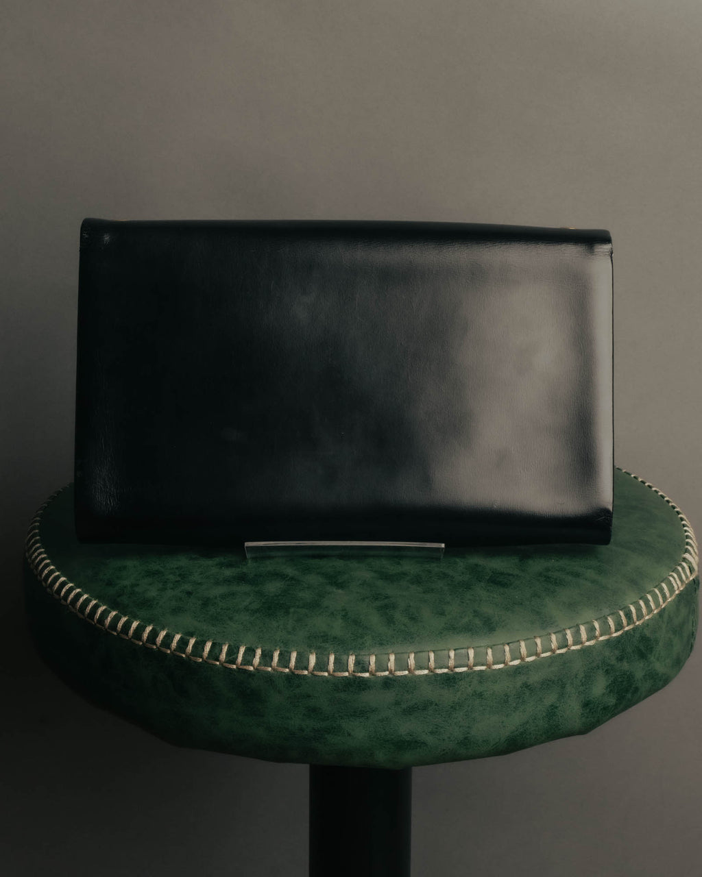 "Christian Dior" 70's-80's Glossy black flap shoulder bag