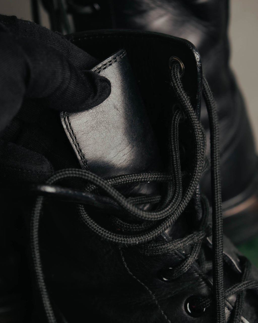 "CELINE" 2010's Triomphe leather lace up ankle boots