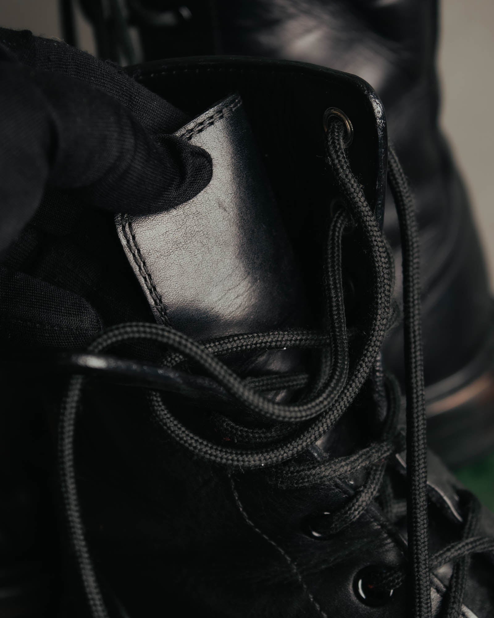 "CELINE" 2010's Triomphe leather lace up ankle boots