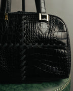 "Yves Saint Laurent" 90's-00's Glossy croc embossed bowler bag