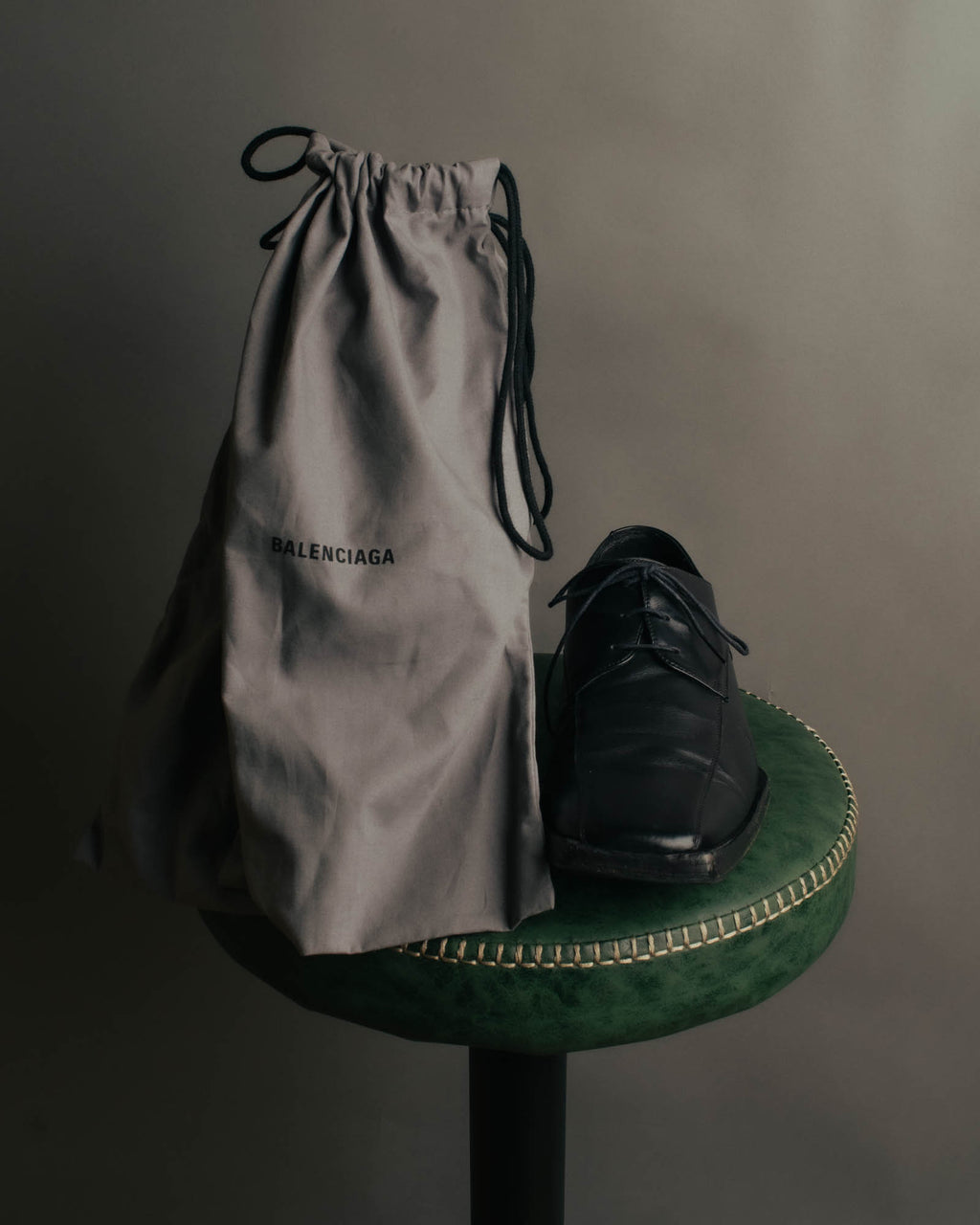 "BALENCIAGA" Sleek square toe leather derby shoes