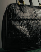 "Yves Saint Laurent" 90's-00's Glossy croc embossed bowler bag