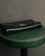 "Christian Dior" 70's-80's Glossy black flap shoulder bag