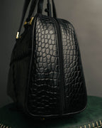 "Yves Saint Laurent" 90's-00's Glossy croc embossed bowler bag