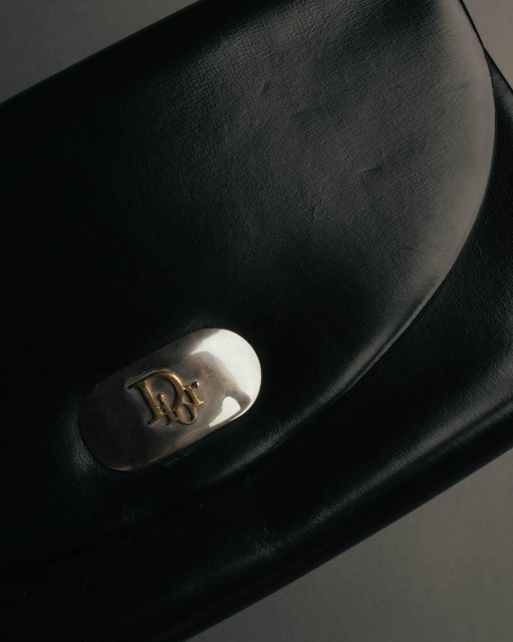 "Christian Dior" 70's-80's Glossy black flap shoulder bag