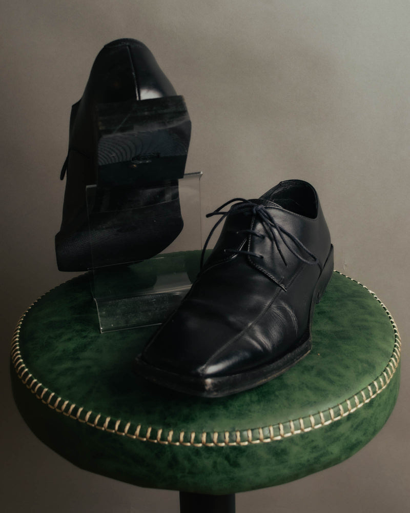 "BALENCIAGA" Sleek square toe leather derby shoes