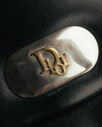 "Christian Dior" 70's-80's Glossy black flap shoulder bag