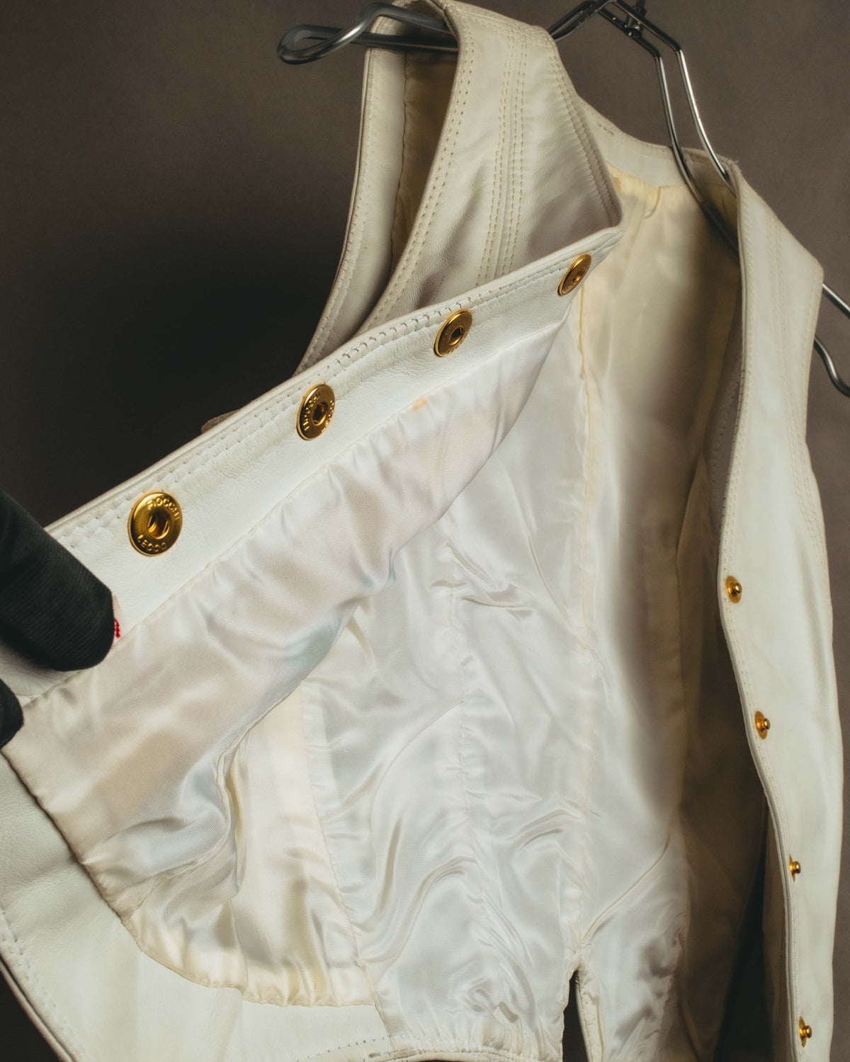 "CELINE" 70's Ivory leather vest