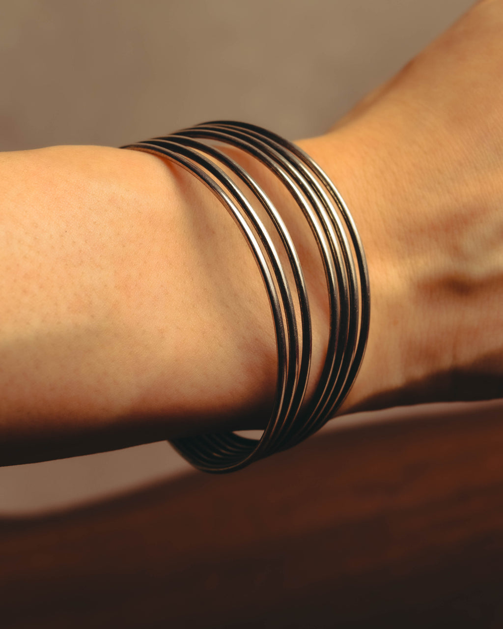 "PHILIPPE AUDIBERT" Sculptural silver tone cuff bracelet
