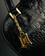 "Yves Saint Laurent" 90's-00's Glossy croc embossed bowler bag