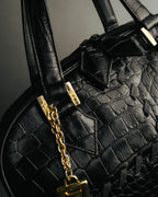 "Yves Saint Laurent" 90's-00's Glossy croc embossed bowler bag