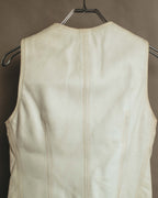 "CELINE" 70's Ivory leather vest
