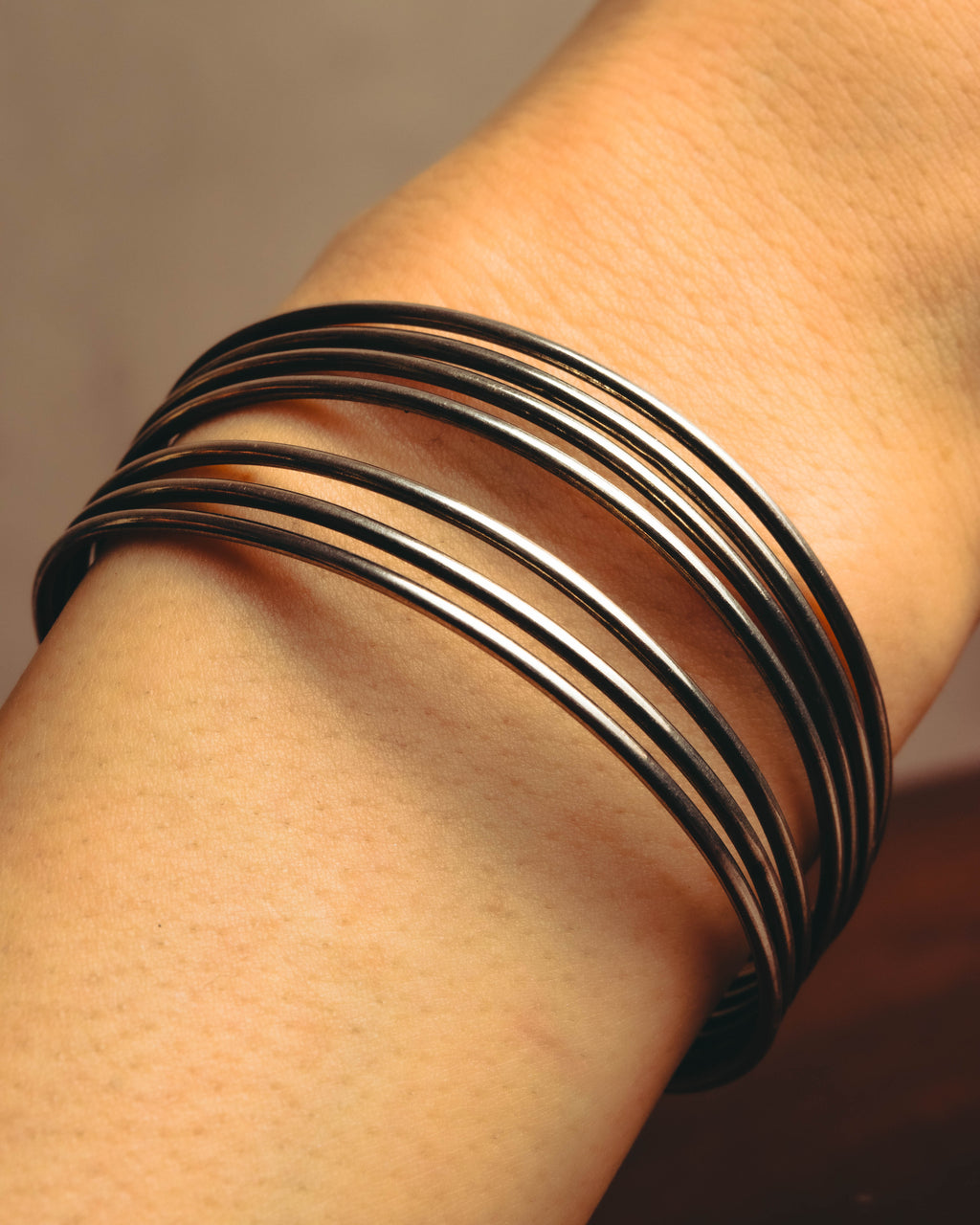 "PHILIPPE AUDIBERT" Sculptural silver tone cuff bracelet