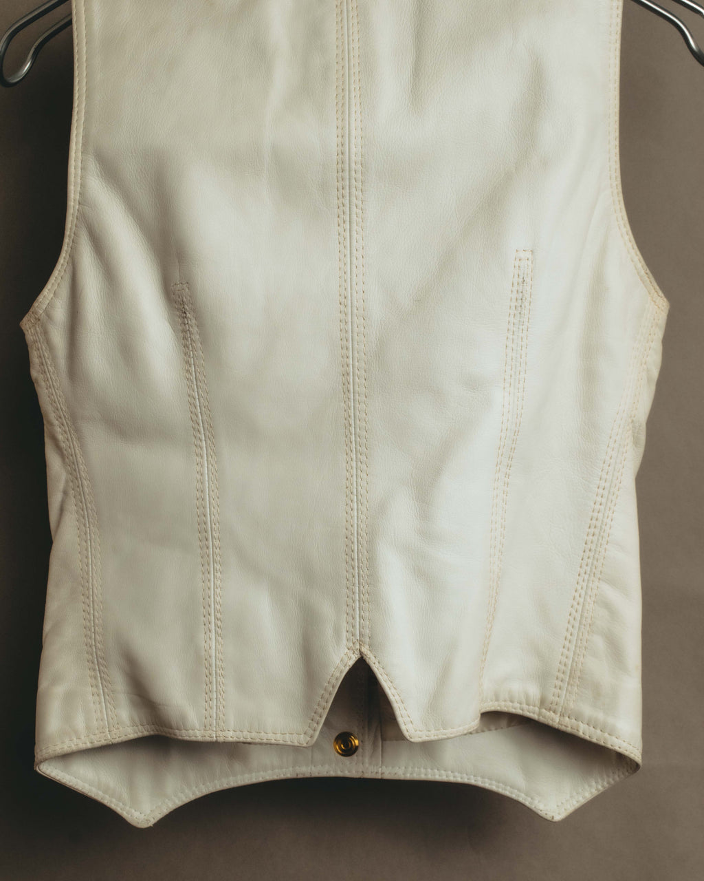 "CELINE" 70's Ivory leather vest