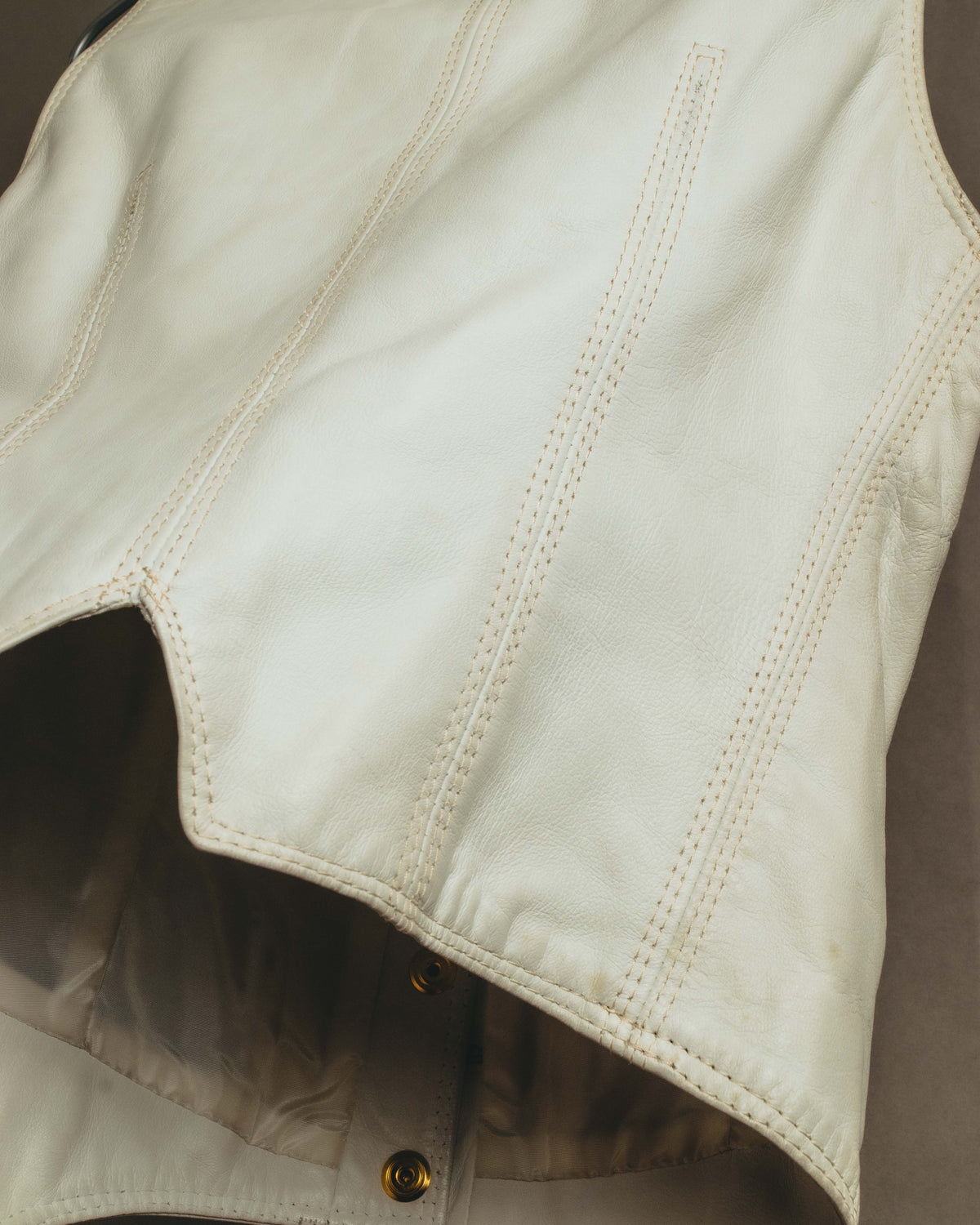 "CELINE" 70's Ivory leather vest