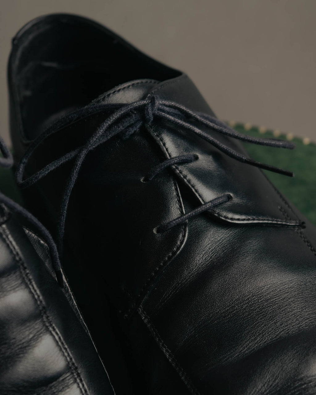 "BALENCIAGA" Sleek square toe leather derby shoes