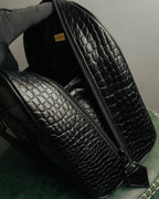 "Yves Saint Laurent" 90's-00's Glossy croc embossed bowler bag