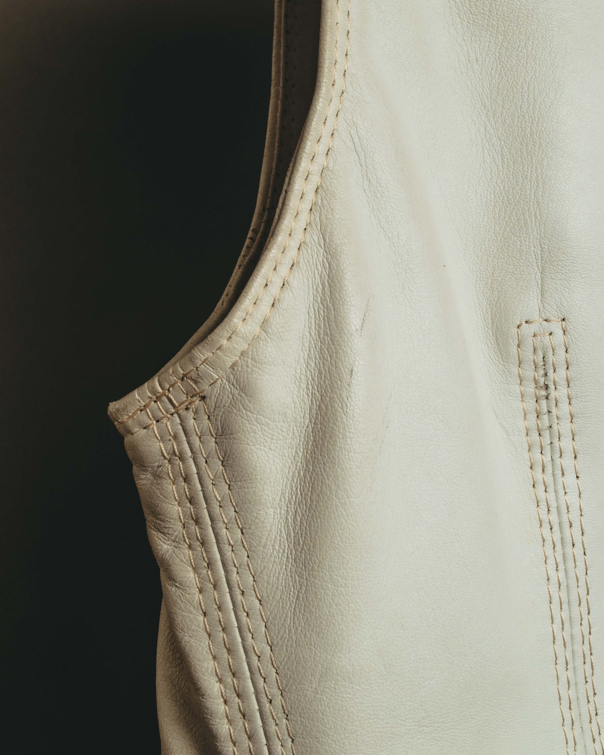 "CELINE" 70's Ivory leather vest