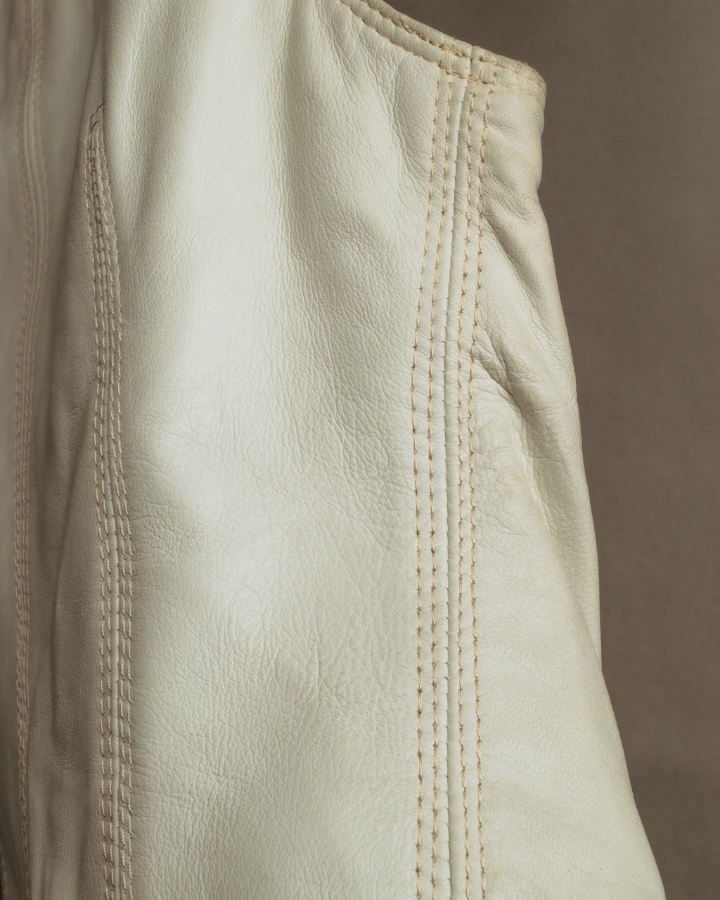 "CELINE" 70's Ivory leather vest