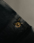 "Christian Dior" 70's-80's Glossy black flap shoulder bag