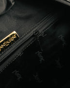 "Yves Saint Laurent" 90's-00's Glossy croc embossed bowler bag