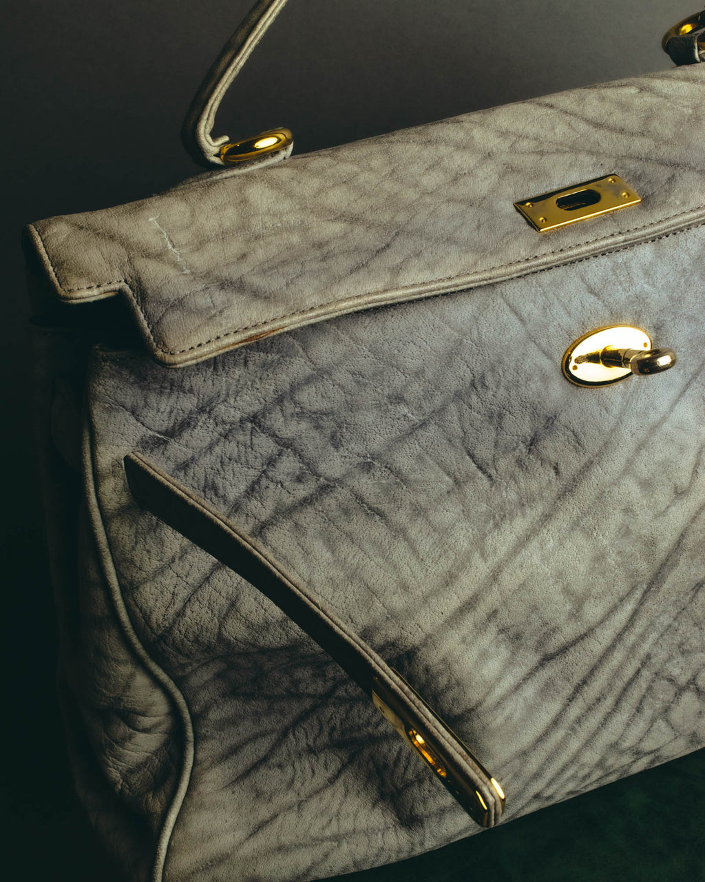 "KRISTAR CROCO" 70's-80's Exotic leather top handle handbag