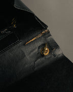 "Christian Dior" 70's-80's Glossy black flap shoulder bag