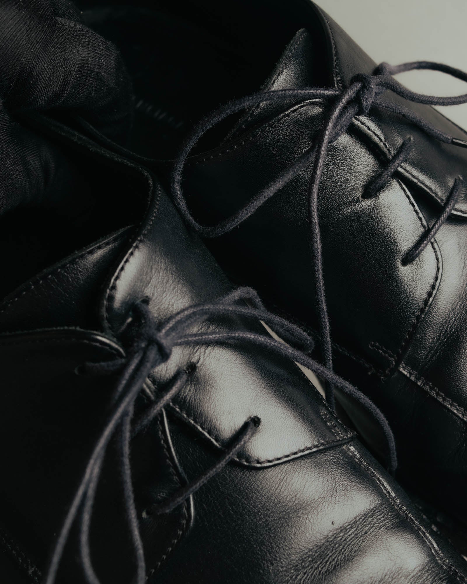 "BALENCIAGA" Sleek square toe leather derby shoes