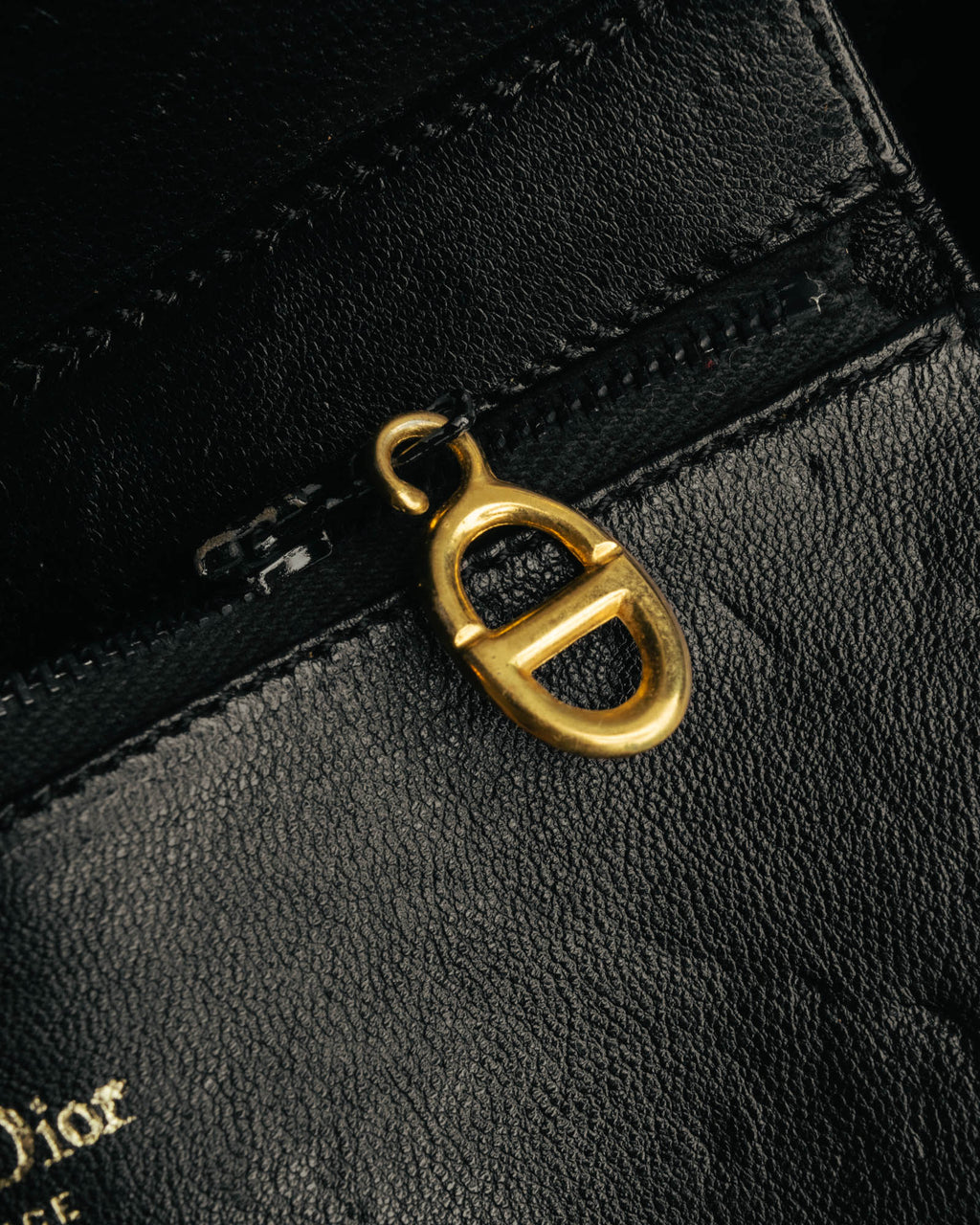 "Christian Dior" 70's-80's Glossy black flap shoulder bag