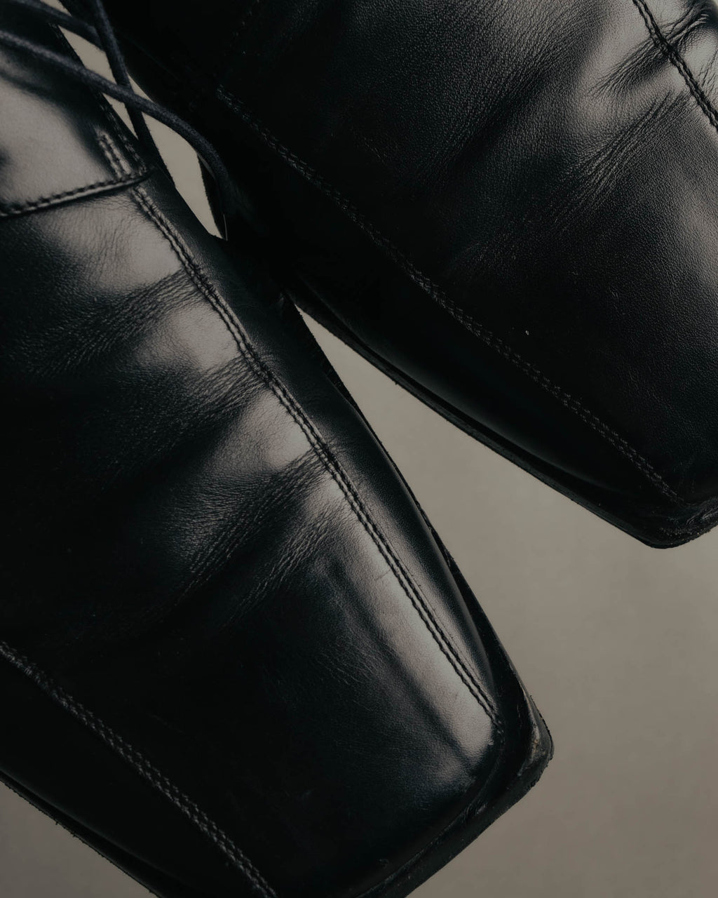 "BALENCIAGA" Sleek square toe leather derby shoes