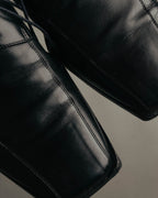 "BALENCIAGA" Sleek square toe leather derby shoes