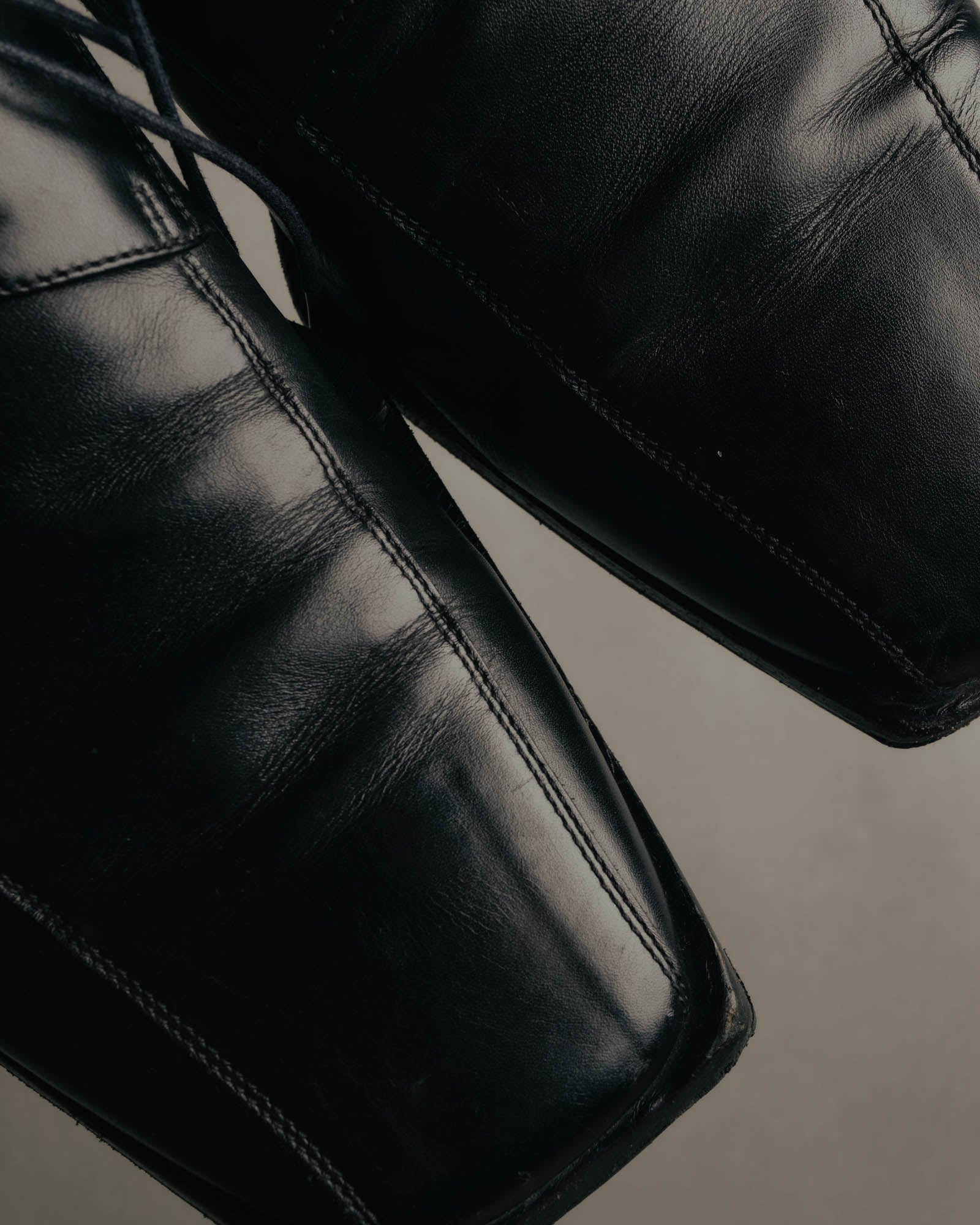 "BALENCIAGA" Sleek square toe leather derby shoes