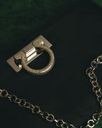 "Salvatore Ferragamo" 90's-00's Elegant gancini chain shoulder handbag