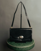 "Christian Dior" 70's-80's Glossy black flap shoulder bag