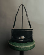 "Christian Dior" 70's-80's Glossy black flap shoulder bag