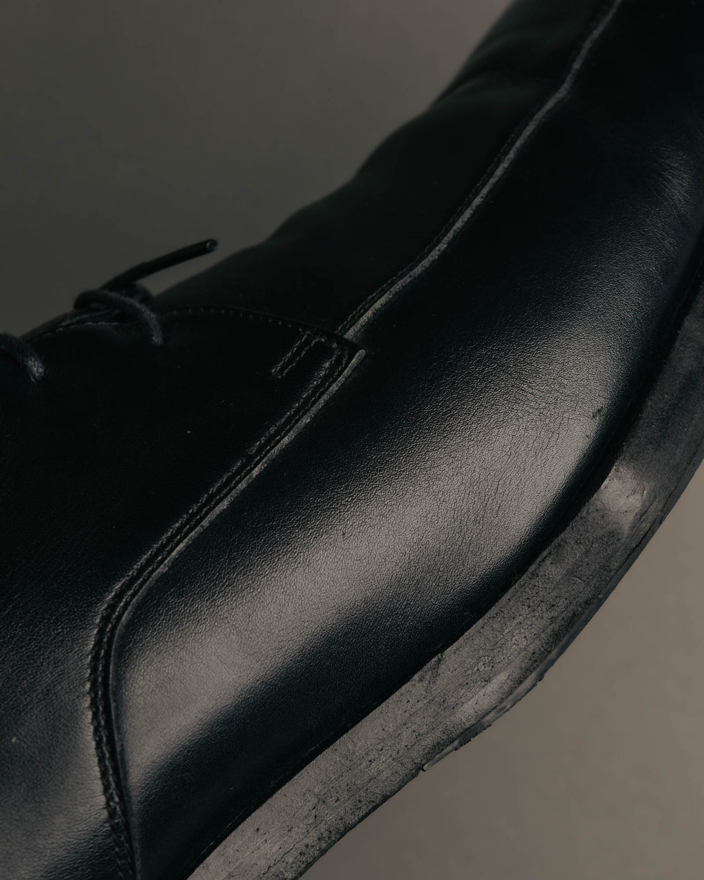 "BALENCIAGA" Sleek square toe leather derby shoes