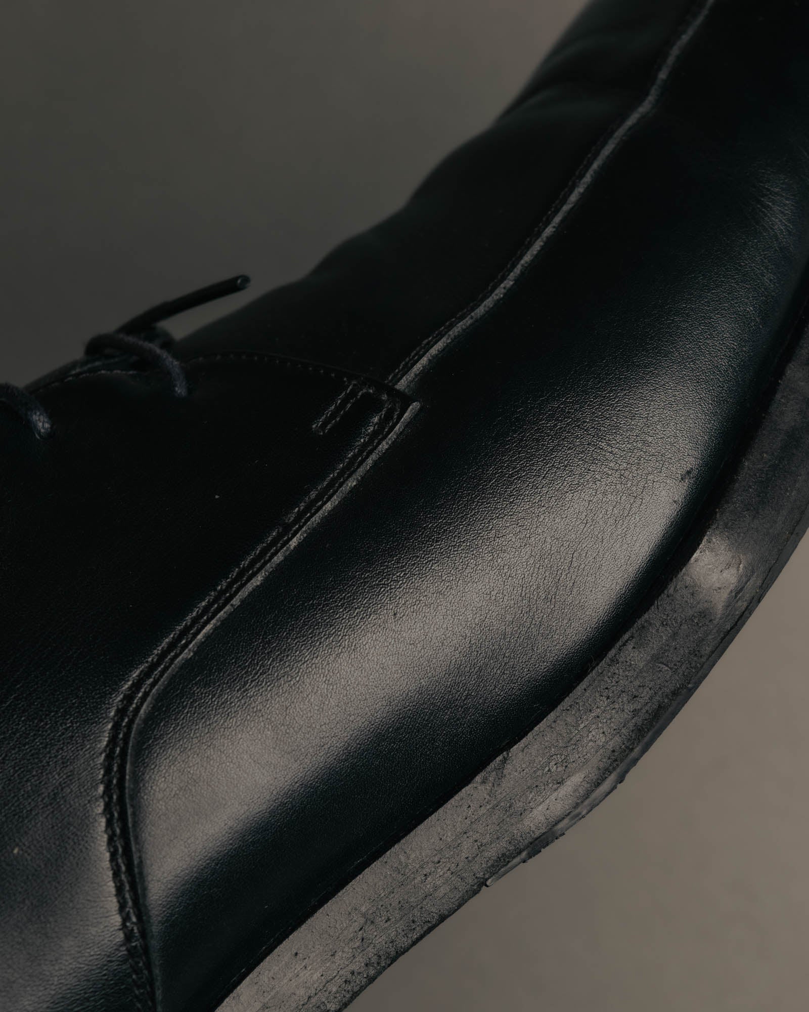 "BALENCIAGA" Sleek square toe leather derby shoes