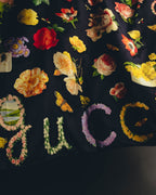 "GUCCI" 70's-80's Botanical silk scarf