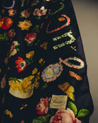 "GUCCI" 70's-80's Botanical silk scarf