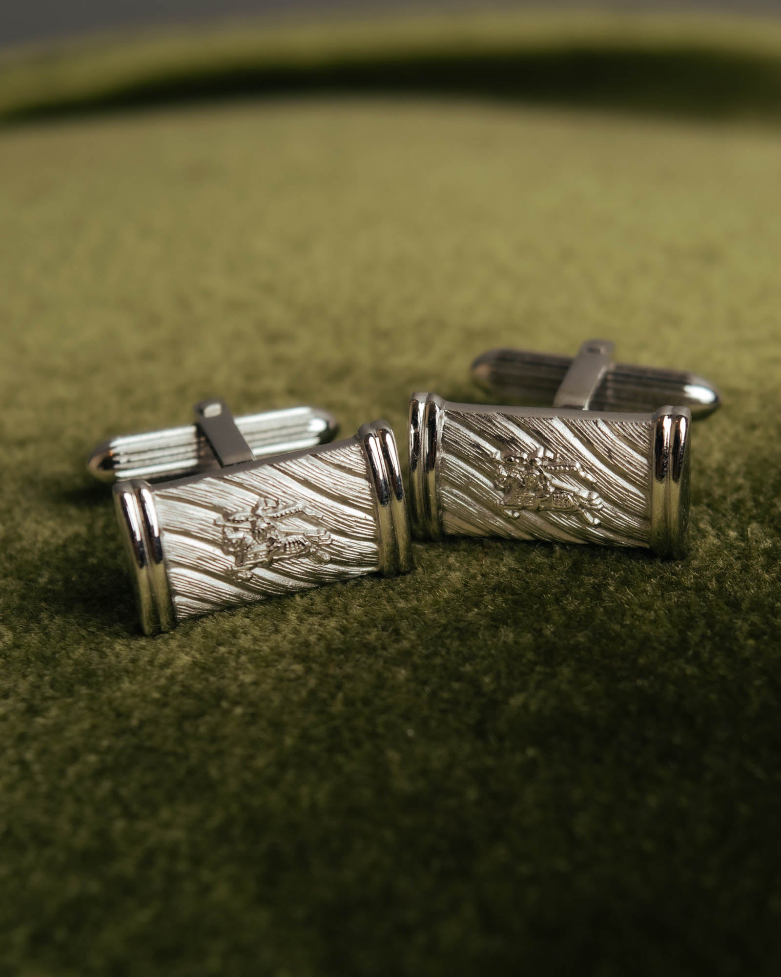 "Burberrys" 70's-90's Silver equestrian knight cufflinks