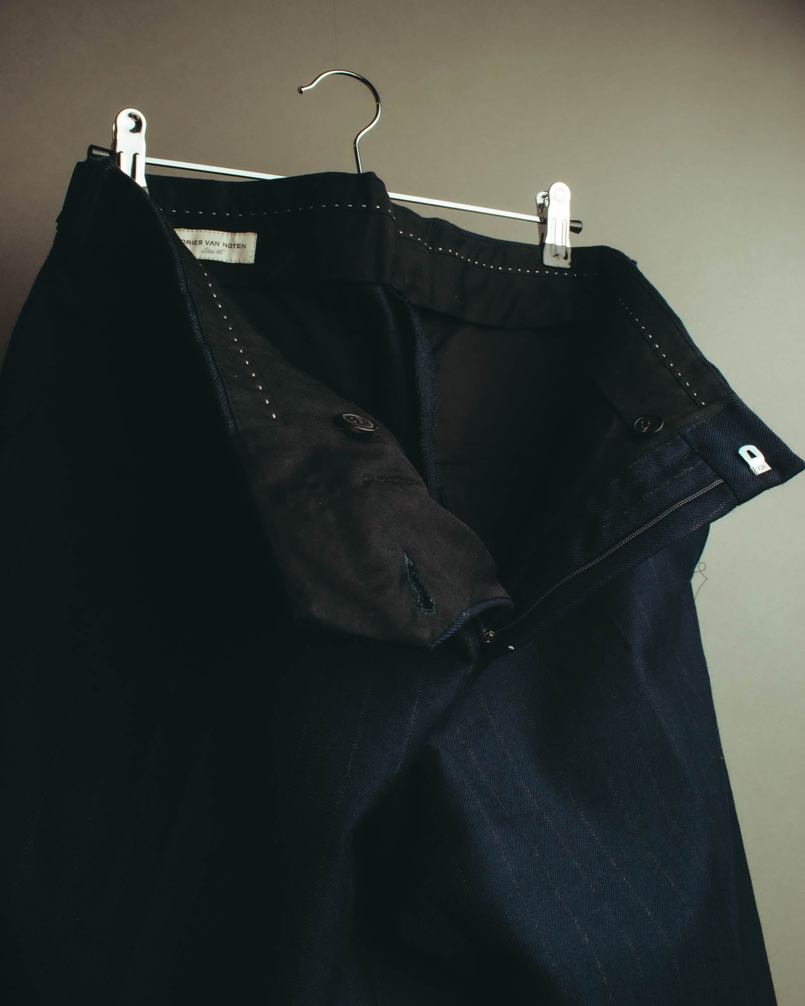 "DRIES VAN NOTEN" 22AW Tailored pinstripe wool trousers